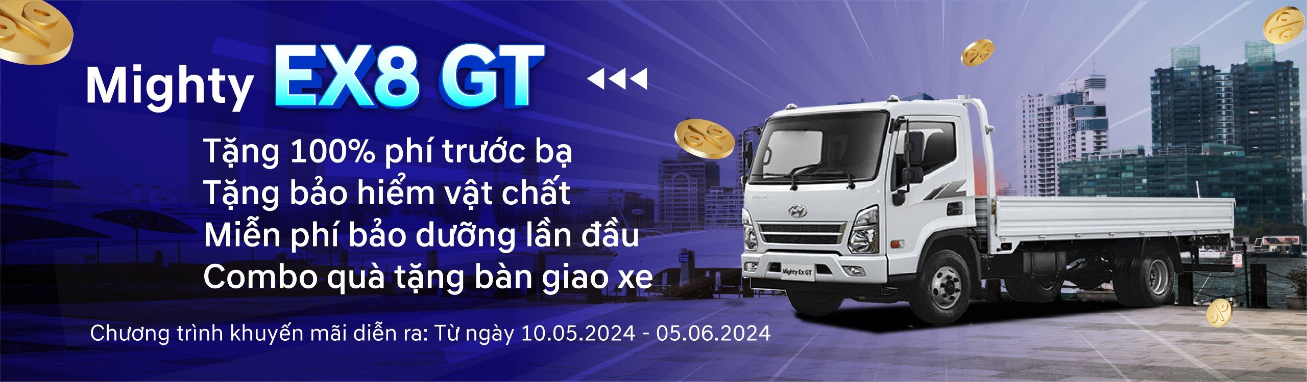 Chương trình khuyến mãi mua Hyundai Mighty EX8 GT